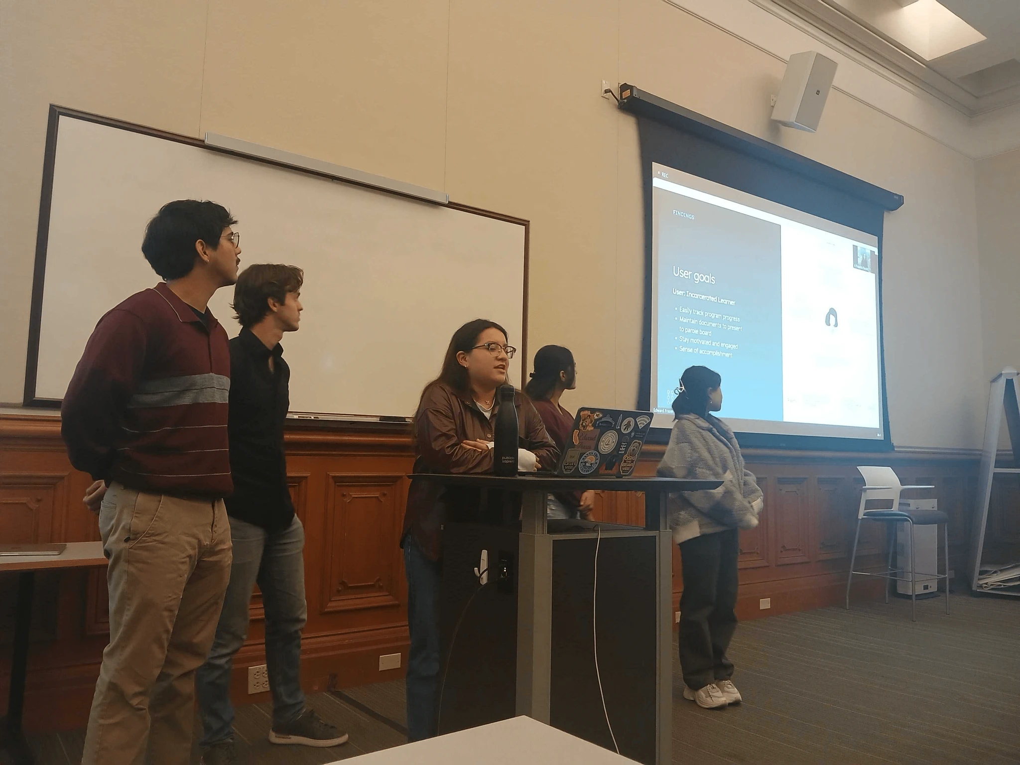 Monica presenting the Unlocked Labs project